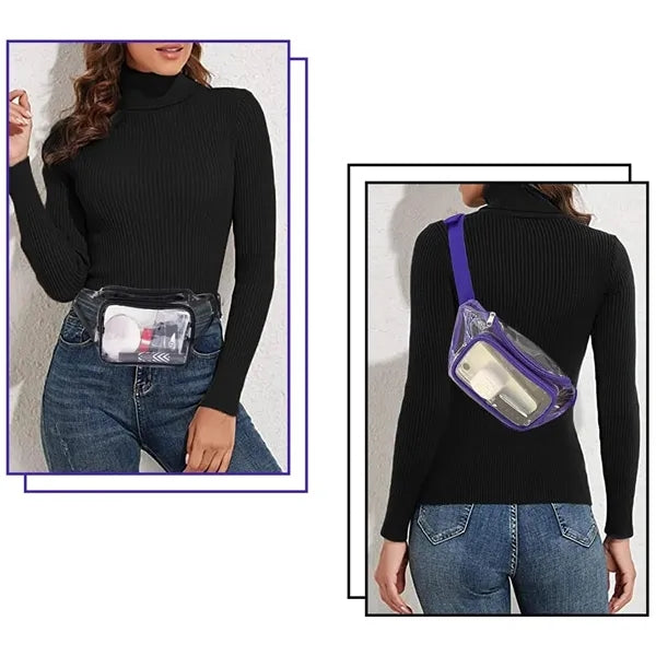 Portable unisex waterproof stadium approved clear waist bag