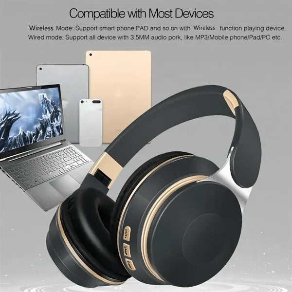 Foldable Fast Charge Wireless and Wired Bluetooth Headphones