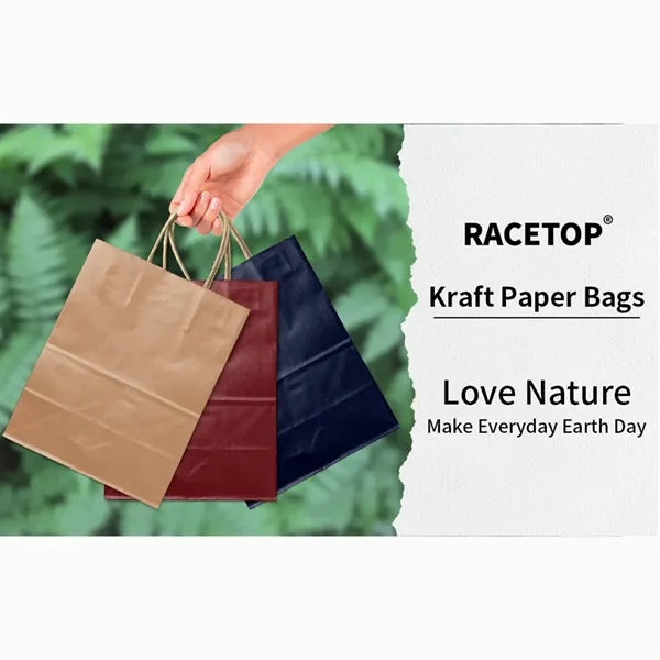 Reinforced Handle Customizable Eco-Friendly Kraft Paper Bags