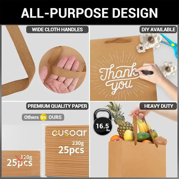 Reinforced Handle Customizable Shopping Gift Paper Bags