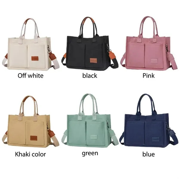 Large Canvas Tote Handbag Crossbody Bag with Multi-pocket