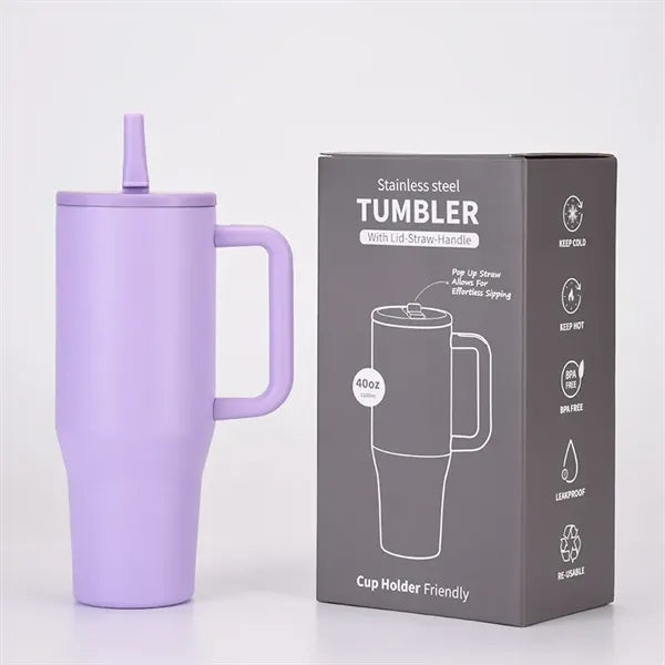 40 oz Tumbler with Handle Flip Straw