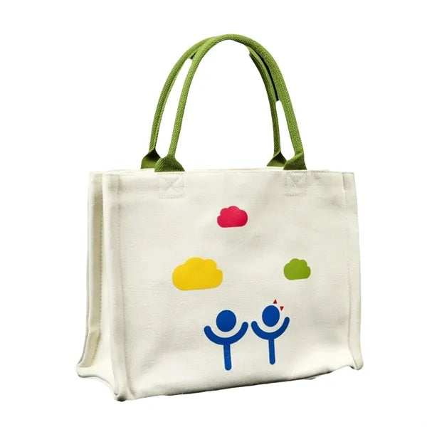Stylish Three-Layer Canvas Tote Bag with Ribbon