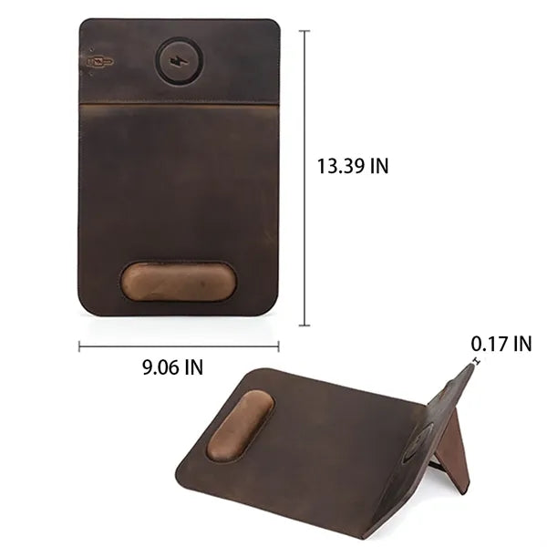 Charging Leather Mousepad with Phone Stand and Wrist Rest