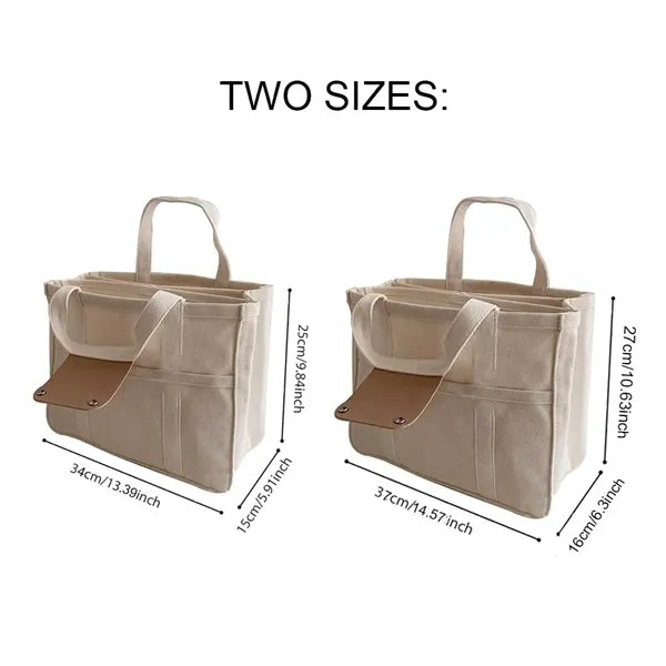 Large Canvas Tote Crossbody Bag with Multi-Pockets