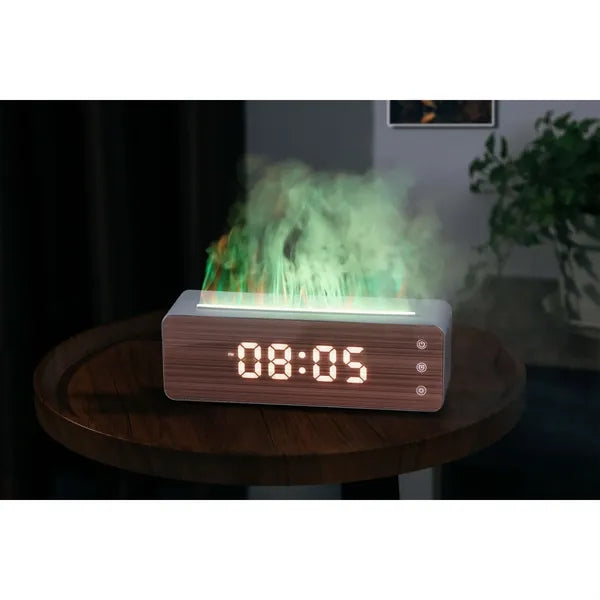 Colorful Simulated Wood Grain Clock Flame Humidifier