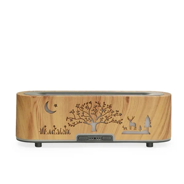 Wood Grain Hollow Essential Oil Flame Humidifier