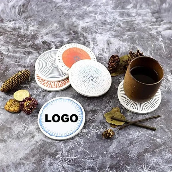 Custom Absorbent Stone Ceramic with Corked Back Coaster