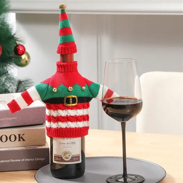 Knitted Christmas Wine Bottle Cover