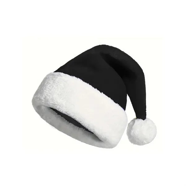 Short Plush Christmas Santa Hat With White Cuff