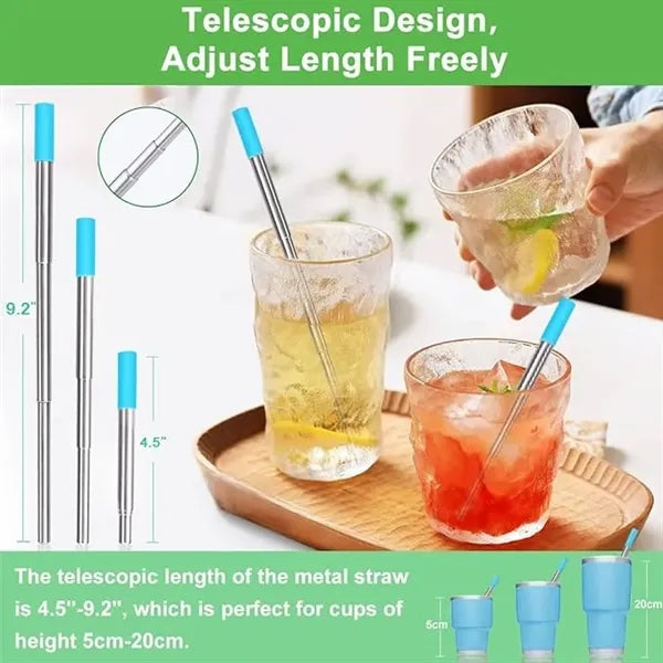 Collapsible Portable Metal Straw kit