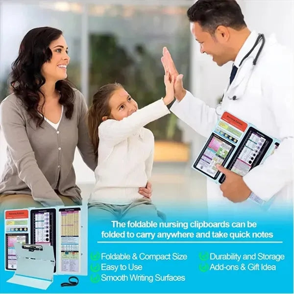 Foldable Nursing Clipboard 3 Layer Nurse Edition Cheat Sheet