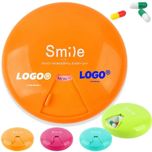 Portable Round Sealed Seven Day Rotating Pill Box - Blue