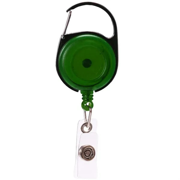 Transparent Round Carabiner Badge Reel w/ Swivel Belt Clip