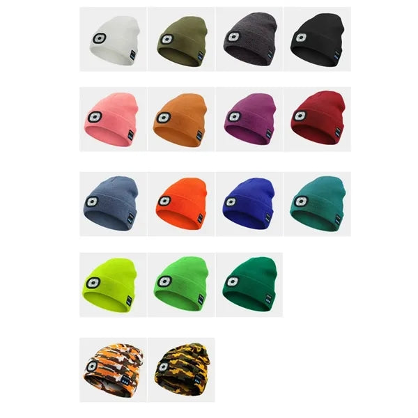 LED Light Up Acrylic Knit Hat Wireless Music Cap