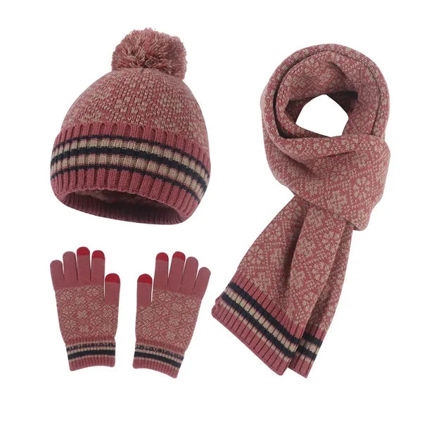 Winter Warmth Fleece Set Beanie, Gloves, and Scarf Hats