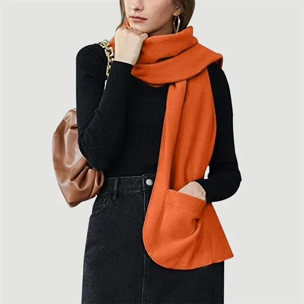 Cozy Fleece Wrap Shawl with Large Front Pockets