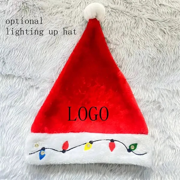 Christmas Santa Hats Short Plush Trim for Adults Kids