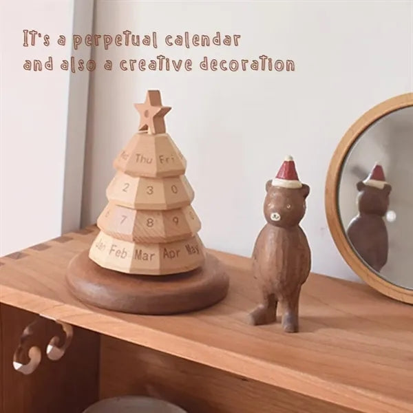 Wooden Christmas Tree Perpetual Calendar