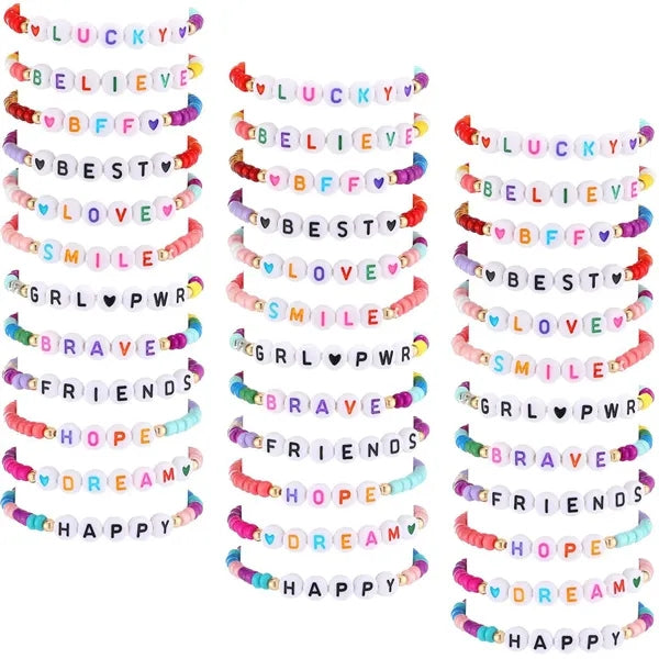 Beaded Elastic Letter Bracelets