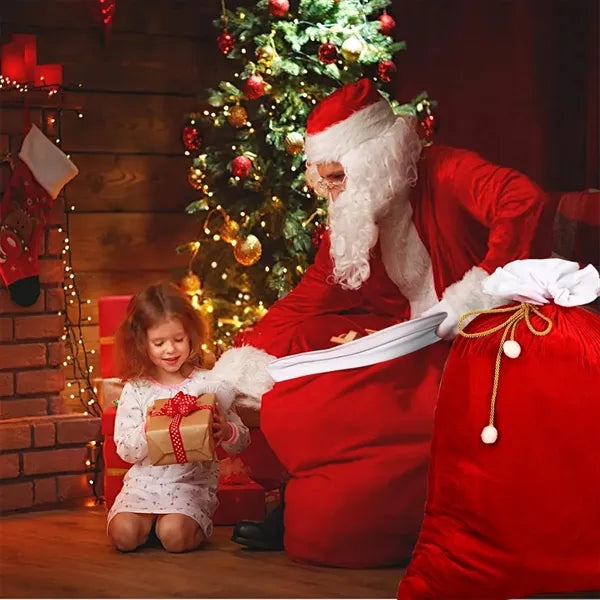 Santa Claus Large Gingham Gift Bag