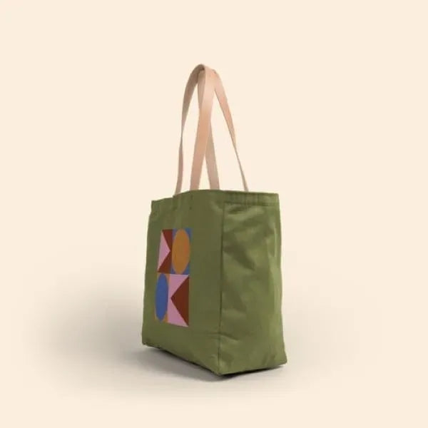 All That Grocery Tote - Colored Canvas with Leather Handles