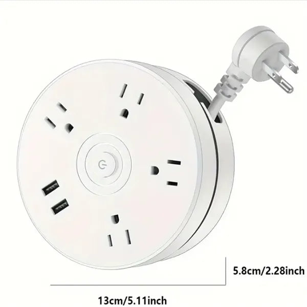 Retractable Power Strip Surge Protector with Hook Extension