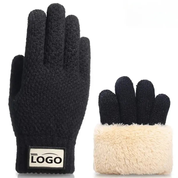 Thick Alpaca Wool Adult Gloves with Two-Finger Touch