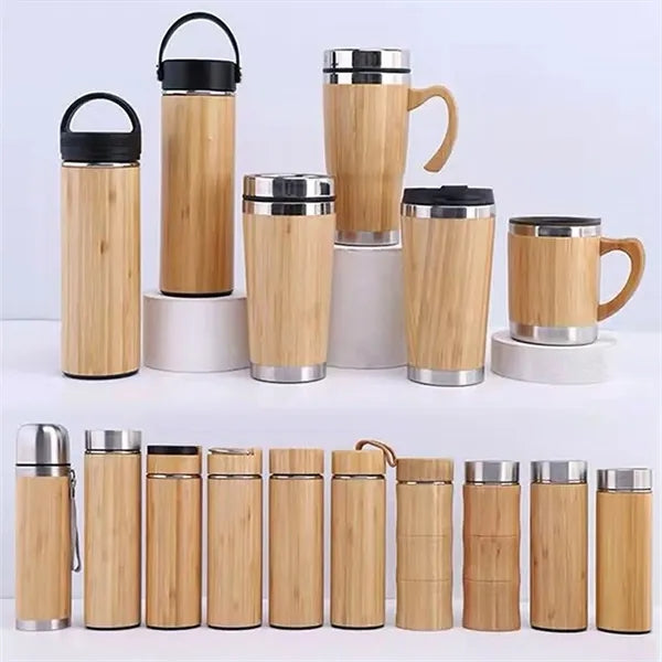 15oz Drinking Cup Spill Proof Lid Stainless Steel Bamboo