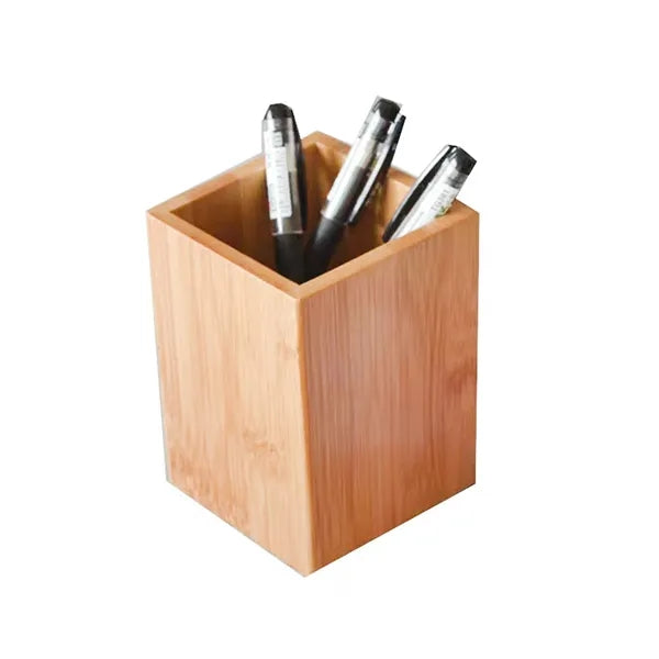 Bamboo Wood Pen Holder Stand for Desk