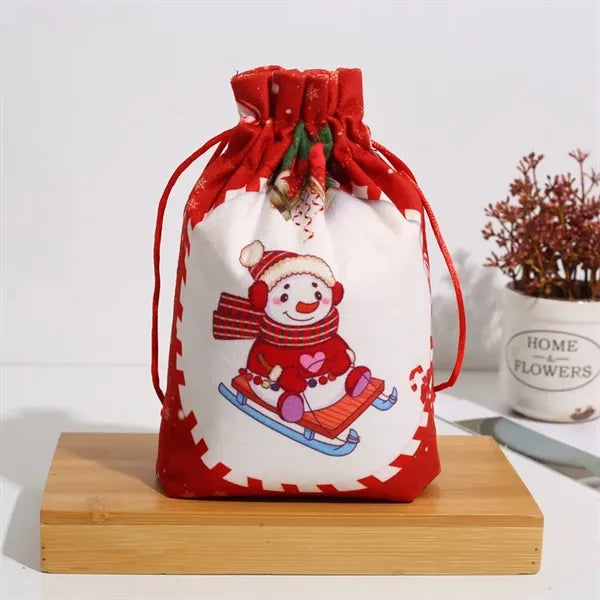 Polyester Christmas Drawstring Gift Bag