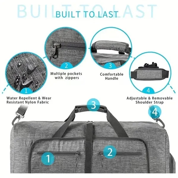 Foldable Duffle Gym Bag with Shoe Compartment