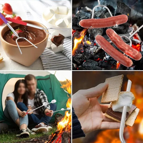 Camping campfire telescoping anti-scalding roasting sticks