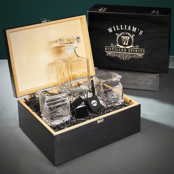 Personalized Cigar Glasses and Whiskey Decanter Set Sale