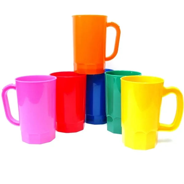 Large multi color parties gift plastic beer mugs with handle
