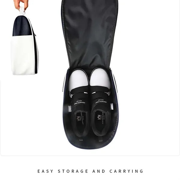 Portable Breathable Zippered PU Leather Golf Shoes Bag