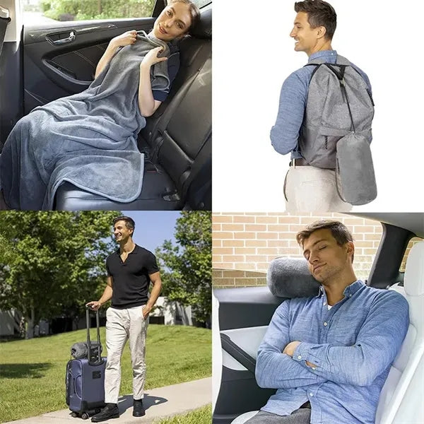 Foldable Warm Travel Blanket with Hook