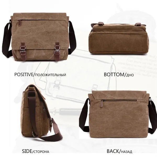 Versatile canvas business computer shoulder messenger bag