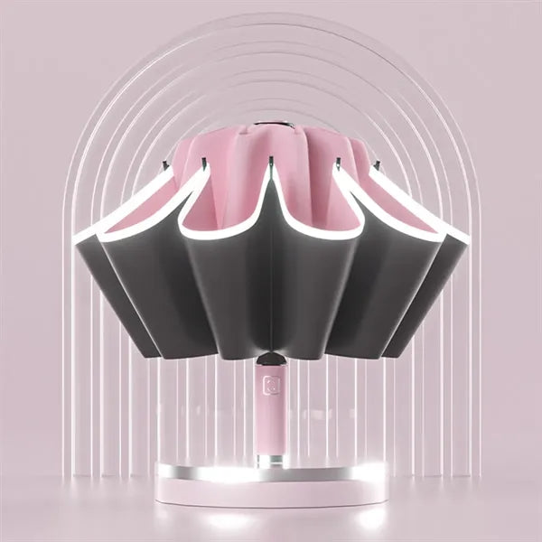 Reverse automatic enlarged windproof three-fold umbrella