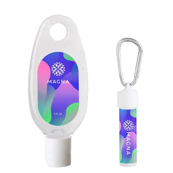 Hand Sanitizer & Lip Moisturizer With SPF15 Carabiner Kit