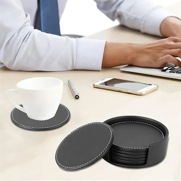 Round Leather Coaster Set