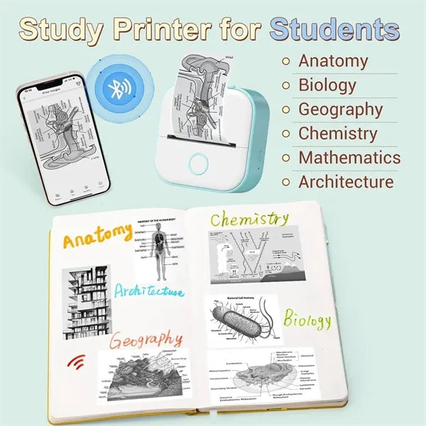 Bluetooth Wireless Pocket Thermal Inkless Sticker Printer