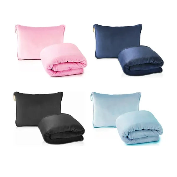 2 in 1 Ultra Travel Pillow Blanket with Soft Bag
