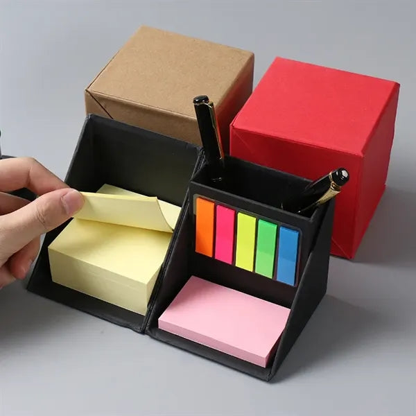 Foldable Cube Sticky Note Pen Holder