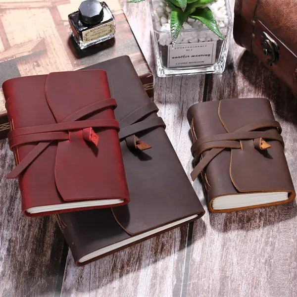Handmade Genuine Leather Journals Notebooks with Tie Closure