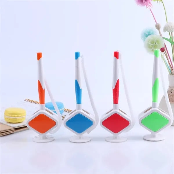 Plastic desk pen With stand And spiral chain