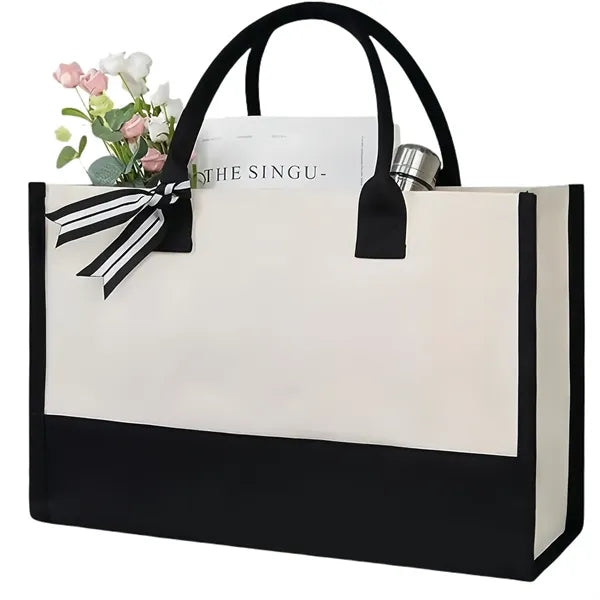 Canvas Beach Tote Bag Initial Classic Present Personalized