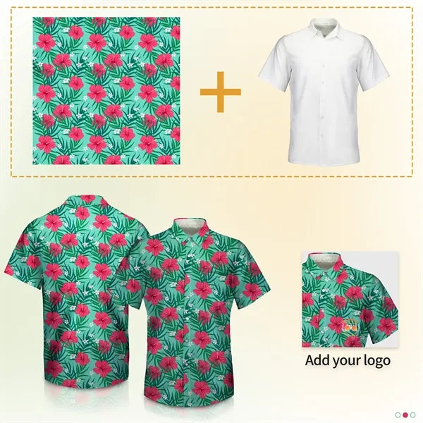 MEN'S 135GSM CUSTOM SUBLIMATED HAWAIIAN SHIRT WITH POCKET