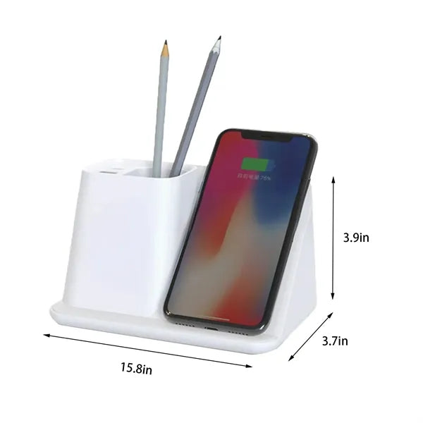 15W 3-In-1 Wireless Charging Pen Holder Mobile Phone Stand