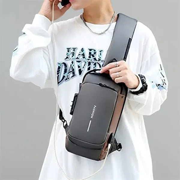 Men Sling Bag Pack With Lock